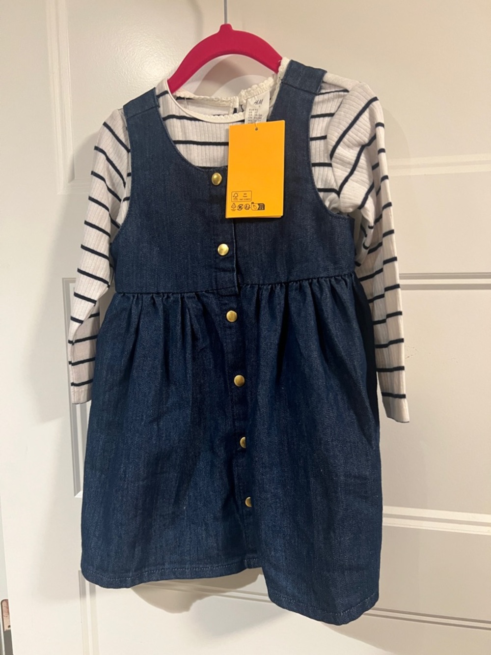 H&M White and Black Striped Toddler Top